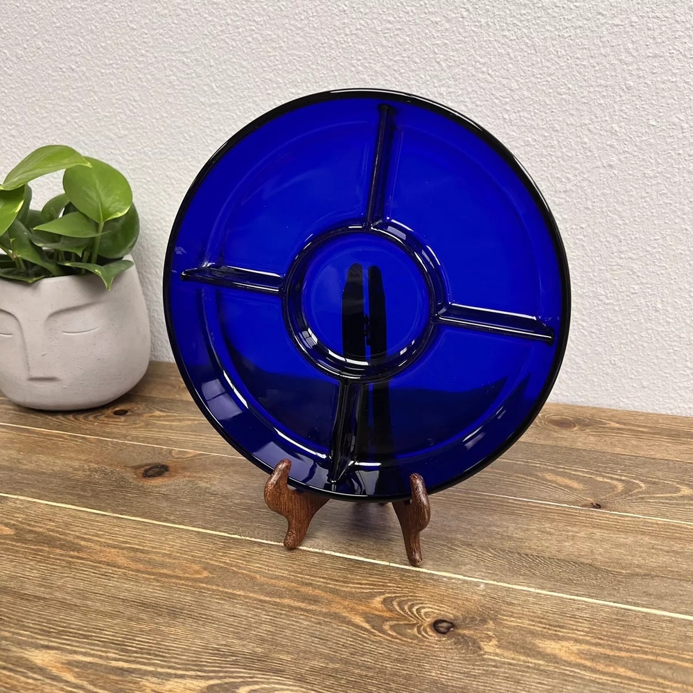 Elegant Blue Glass Plate